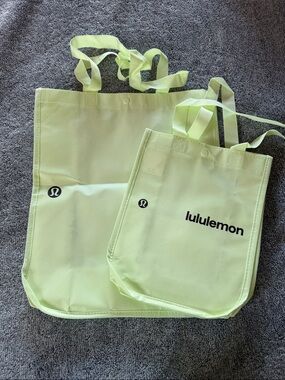 lululemon Pale Yellow Reusable Tote Bags - Set of 2